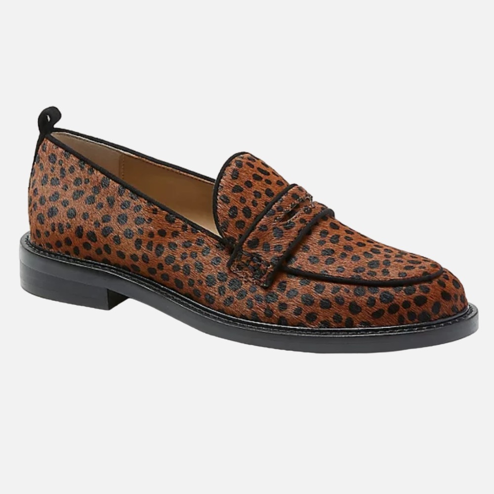 Ann Taylor Brown Leopard-Print Penny Loafers